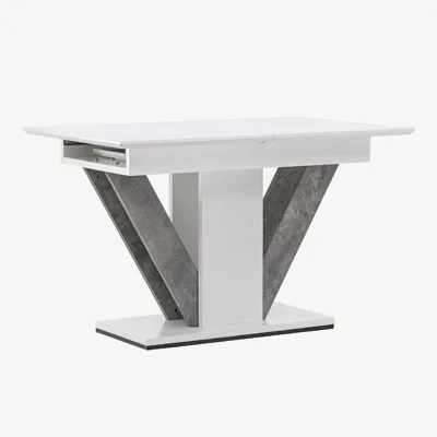 Laiendatav söögilaud Disa (valge/hall MDF, 120–160 × 80 cm) - 18918-855