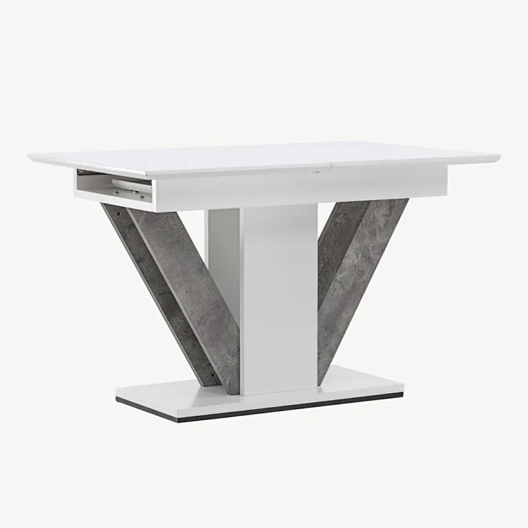 Laiendatav söögilaud Disa (valge/hall MDF, 120–160 × 80 cm) - 18918-855