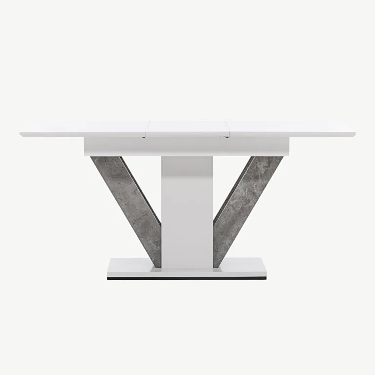 Laiendatav söögilaud Disa (valge/hall MDF, 120–160 × 80 cm) - 18918-855