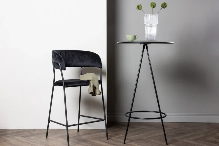 Must ümmargune baarilaud Bistro sarjast (MDF, teras, ø60 cm) - 19097-458