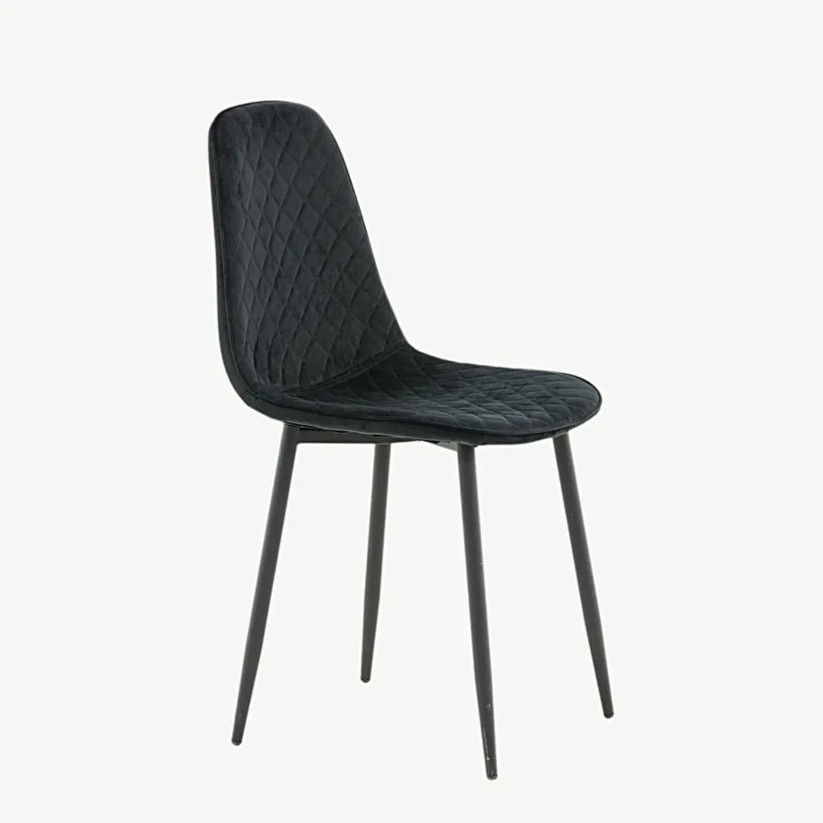 Polar mustast sametist söögitool mustade terasjalgade ja teemantõmblustega, 19246-888 – 3