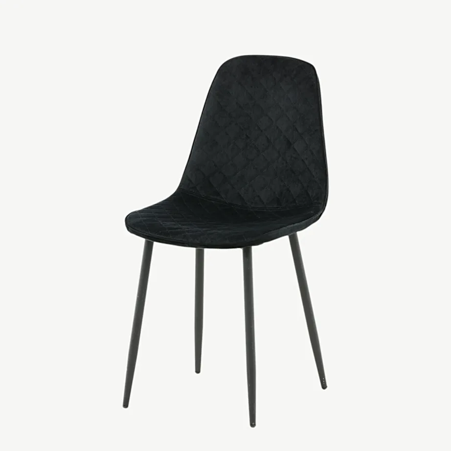 Polar mustast sametist söögitool mustade terasjalgade ja teemantõmblustega, 19246-888 – 5