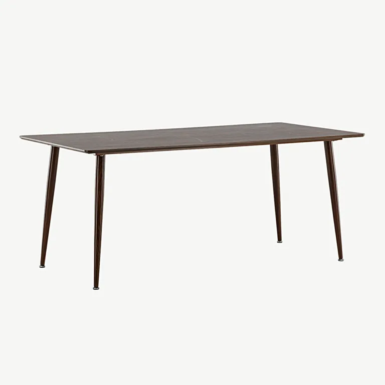 Pähklitooni söögilaud Polar (MDF, metallist jalad, 180×90 cm) - 19888-444