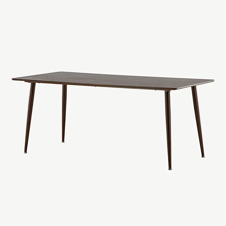 Pähklitooni söögilaud Polar (MDF, metallist jalad, 180×90 cm) - 19888-444