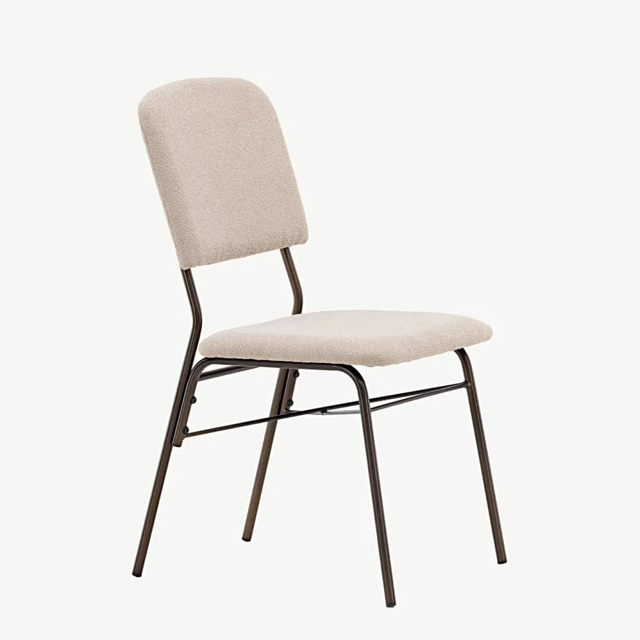 Beežist polüester-sametist söögitool pruunide terasjalgadega SEDA, 19901-458 – 3