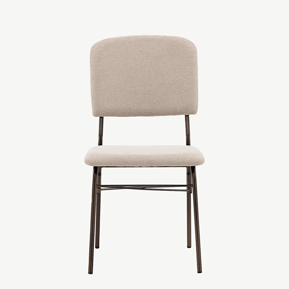 Beežist polüester-sametist söögitool pruunide terasjalgadega SEDA, 19901-458 – 4