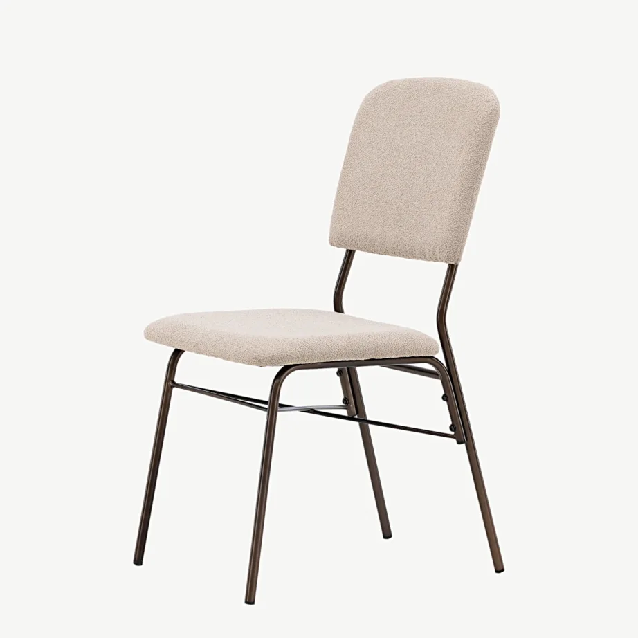 Beežist polüester-sametist söögitool pruunide terasjalgadega SEDA, 19901-458 – 6