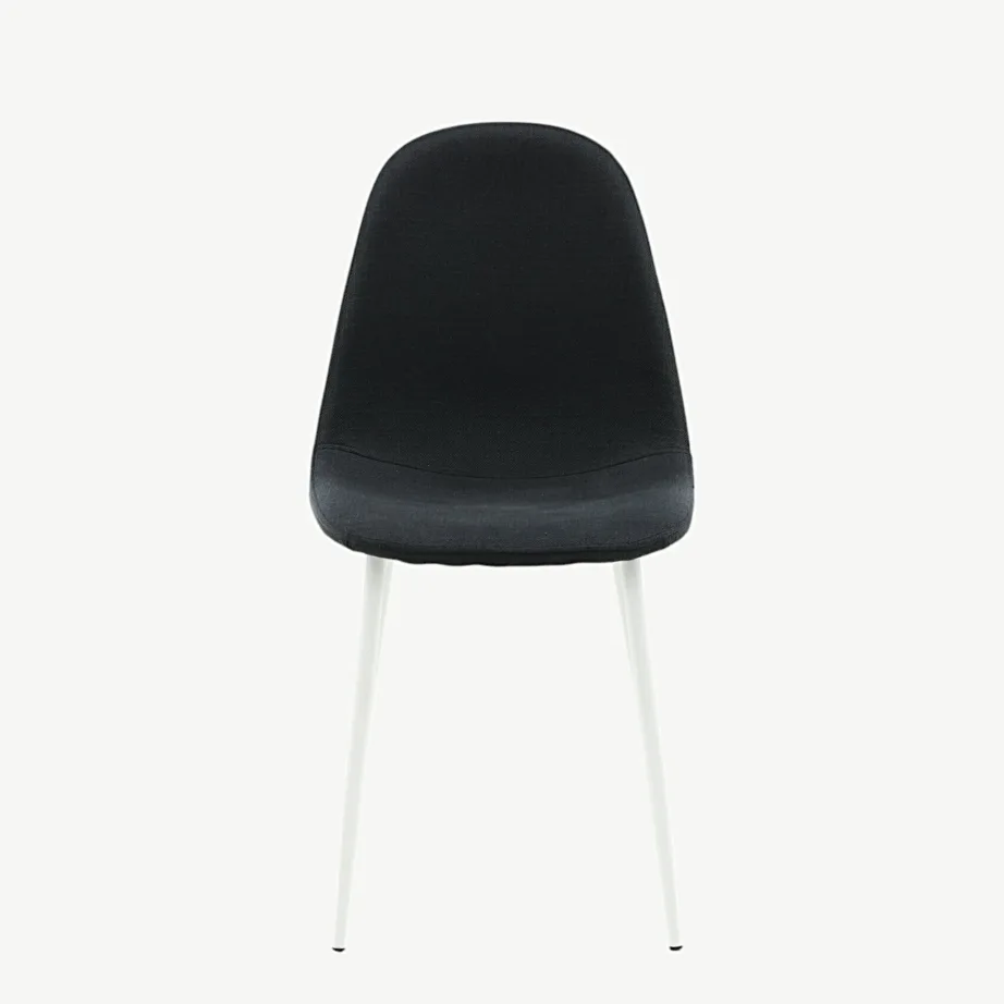 Polsterdatud musta kangaga söögitool Polar, valgete metalljalgadega, 19902-008 – 4