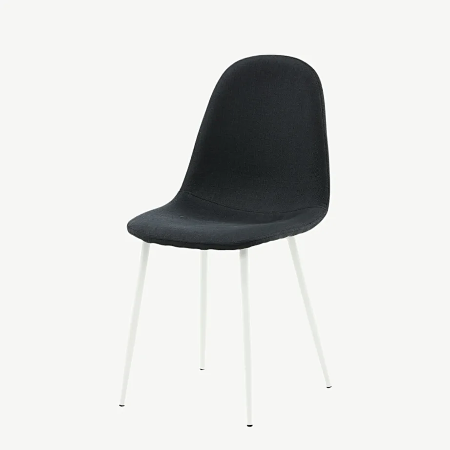 Polsterdatud musta kangaga söögitool Polar, valgete metalljalgadega, 19902-008 – 5