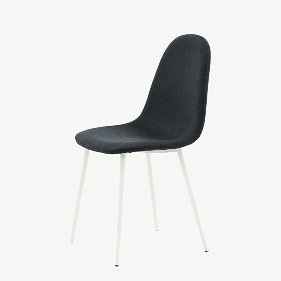 Polsterdatud musta kangaga söögitool Polar, valgete metalljalgadega, 19902-008 – 6