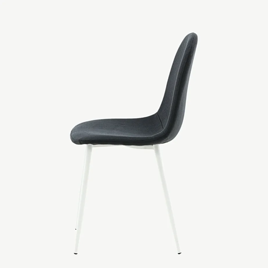 Polsterdatud musta kangaga söögitool Polar, valgete metalljalgadega, 19902-008 – 7