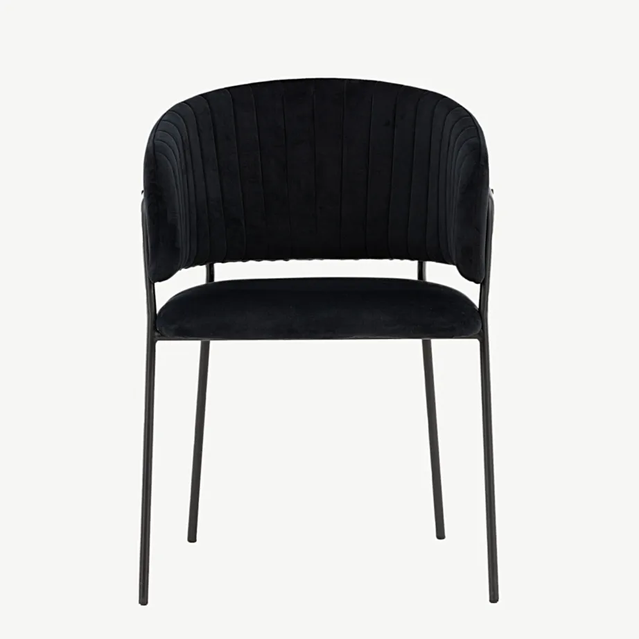 Mustast sametist söögitool Selma mustade metalljalgadega, 19902-360 – 5