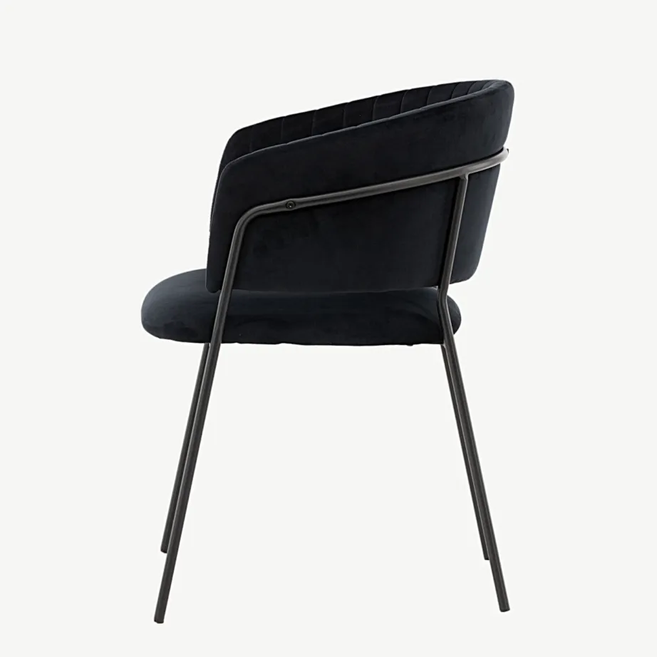 Mustast sametist söögitool Selma mustade metalljalgadega, 19902-360 – 7