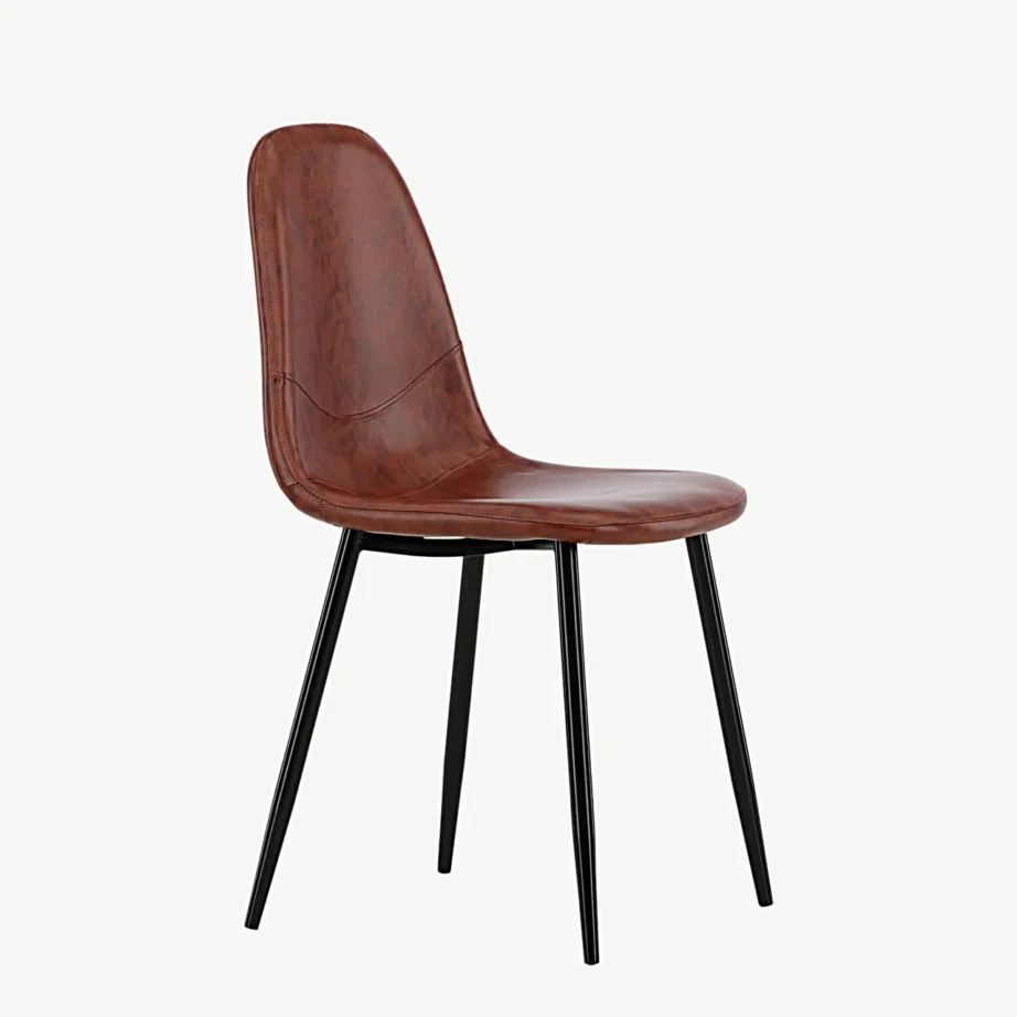 Polar pruunist kunstnahast söögitool, mustade metalljalgadega, 19902-438 – 3