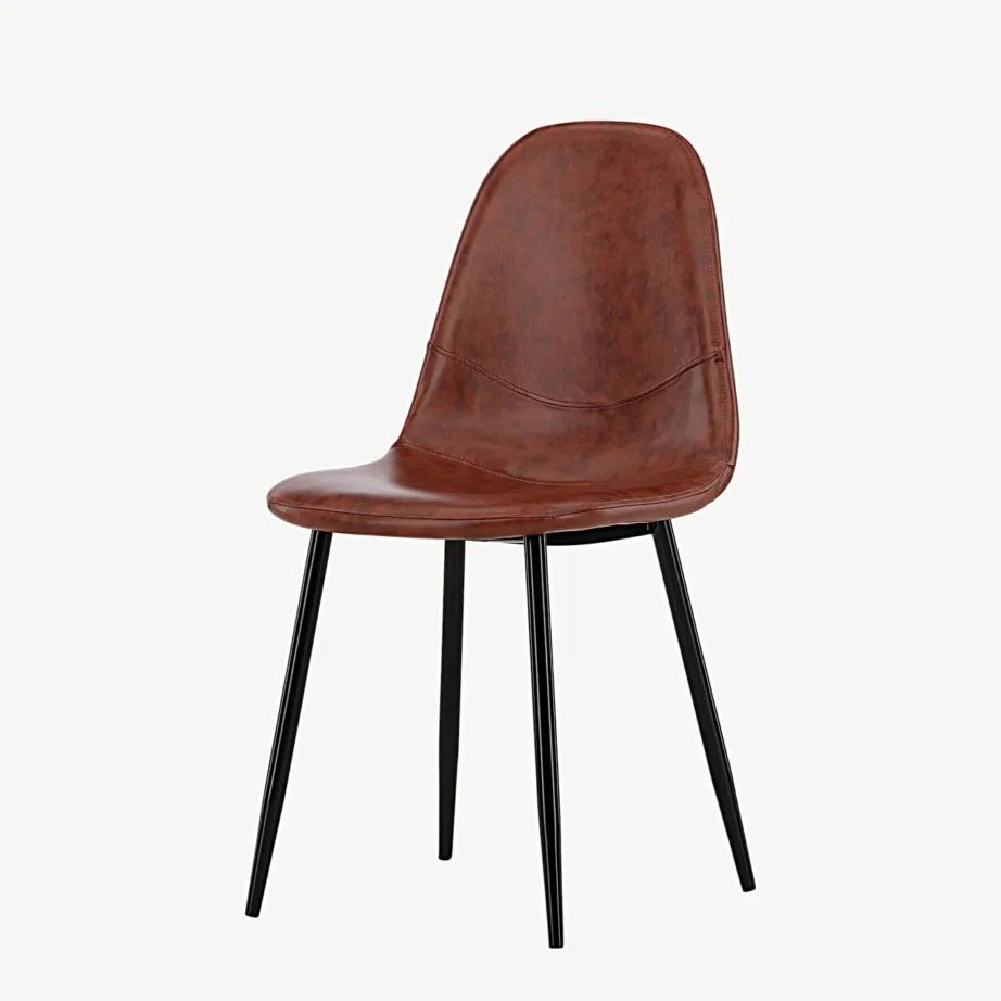 Polar pruunist kunstnahast söögitool, mustade metalljalgadega, 19902-438 – 5