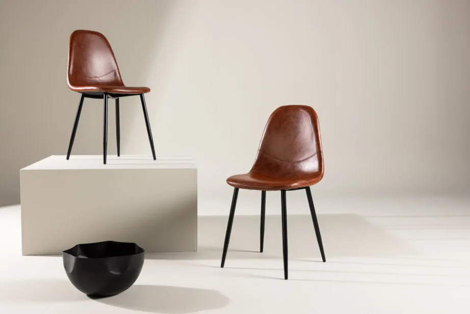 Polar pruunist kunstnahast söögitool, mustade metalljalgadega, 19902-438 – 8