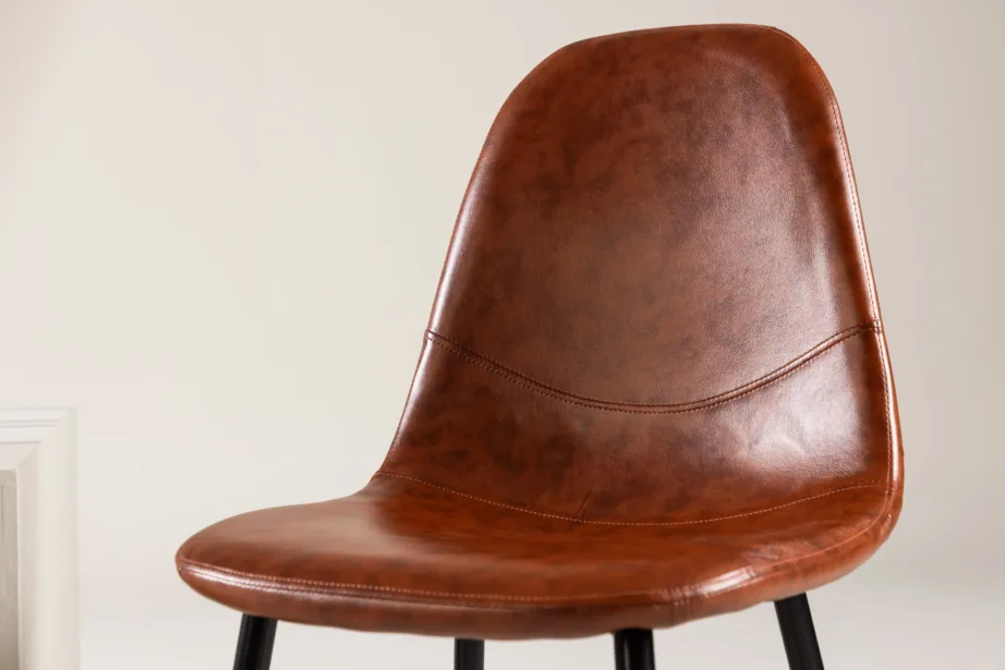 Polar pruunist kunstnahast söögitool, mustade metalljalgadega, 19902-438 – 9