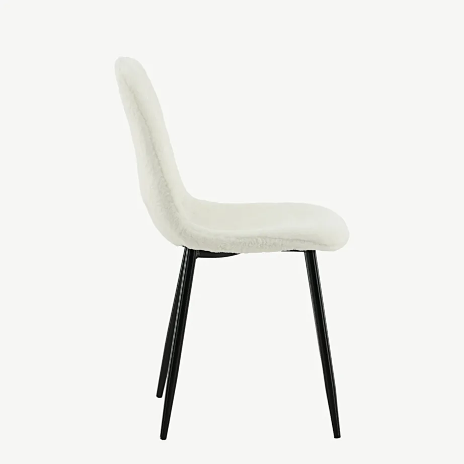 Valge teddy-kangaga söögitool Polar mustade metalljalgadega, 19902-440 – 2