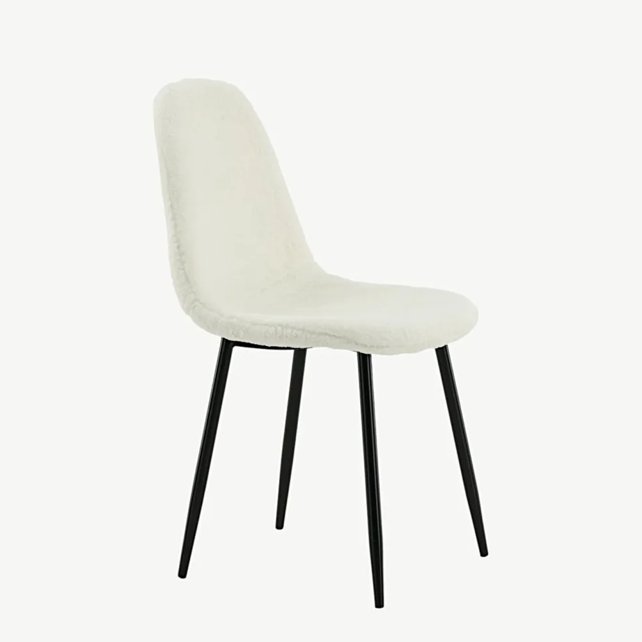 Valge teddy-kangaga söögitool Polar mustade metalljalgadega, 19902-440 – 3