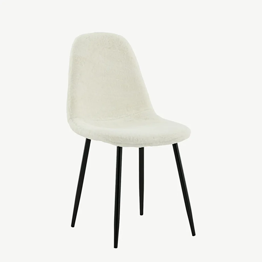 Valge teddy-kangaga söögitool Polar mustade metalljalgadega, 19902-440 – 4