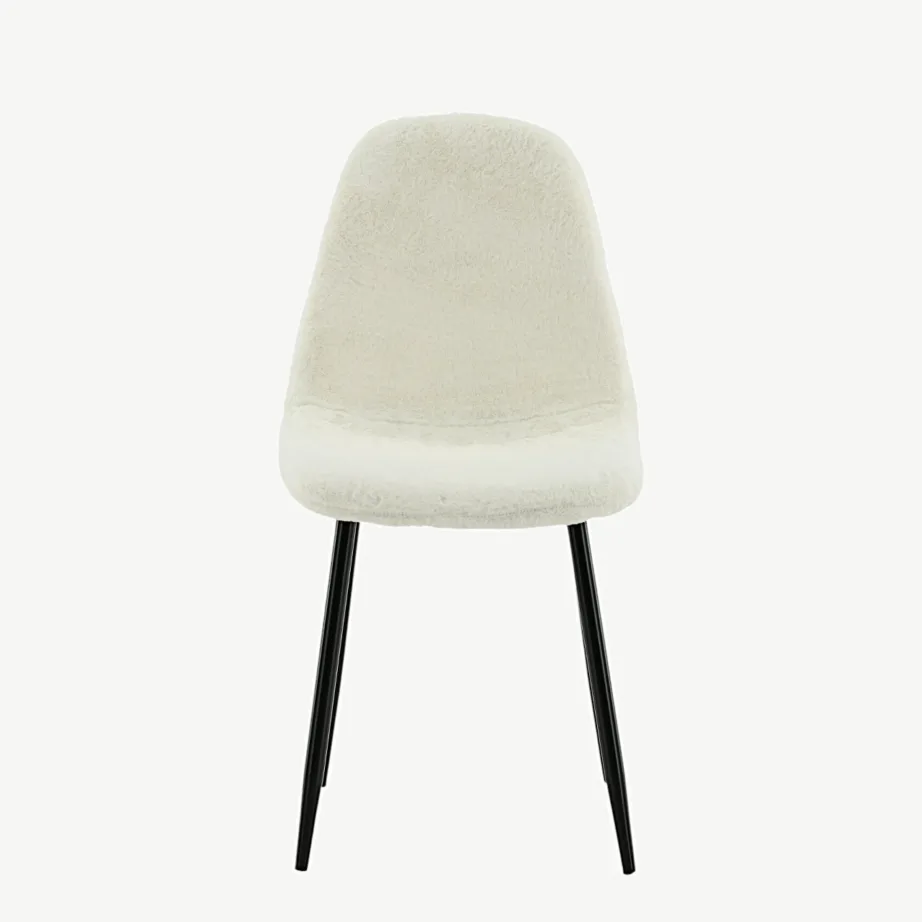 Valge teddy-kangaga söögitool Polar mustade metalljalgadega, 19902-440 – 5