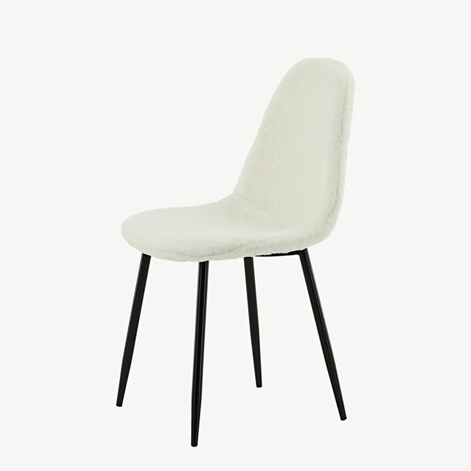 Valge teddy-kangaga söögitool Polar mustade metalljalgadega, 19902-440 – 6