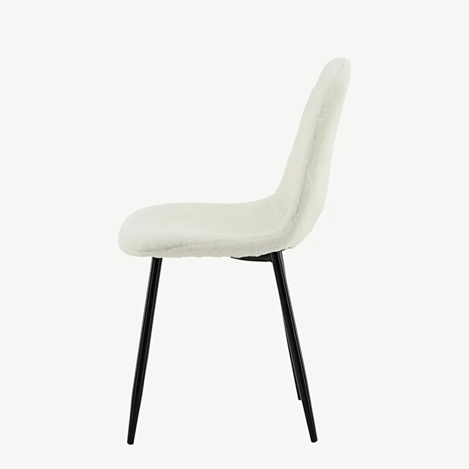 Valge teddy-kangaga söögitool Polar mustade metalljalgadega, 19902-440 – 7