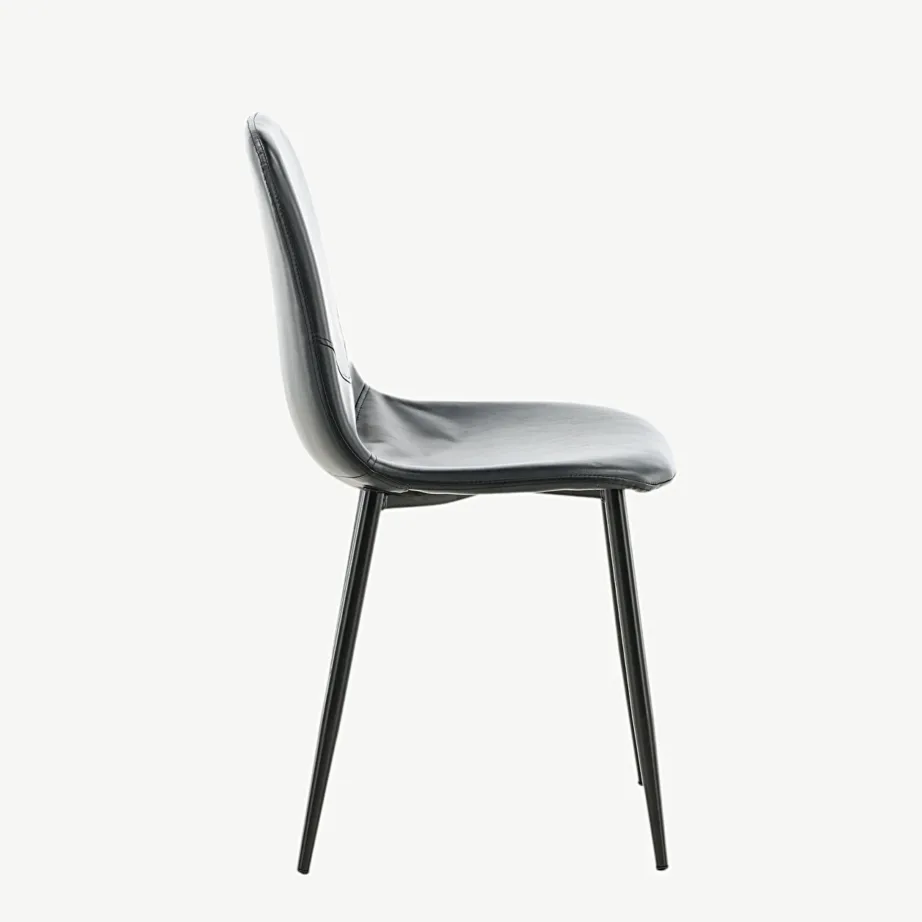 Polar söögitool mustast kunstnahast ja mustade metalljalgadega, 19902-458 – 2