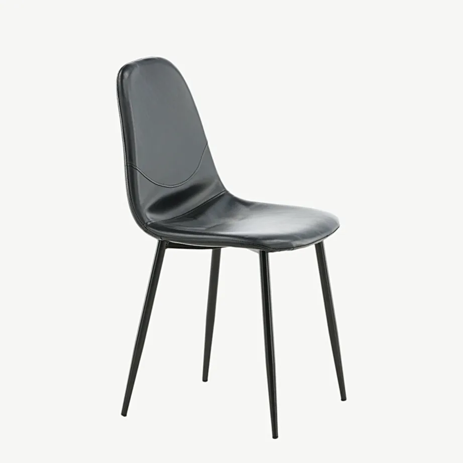 Polar söögitool mustast kunstnahast ja mustade metalljalgadega, 19902-458 – 3