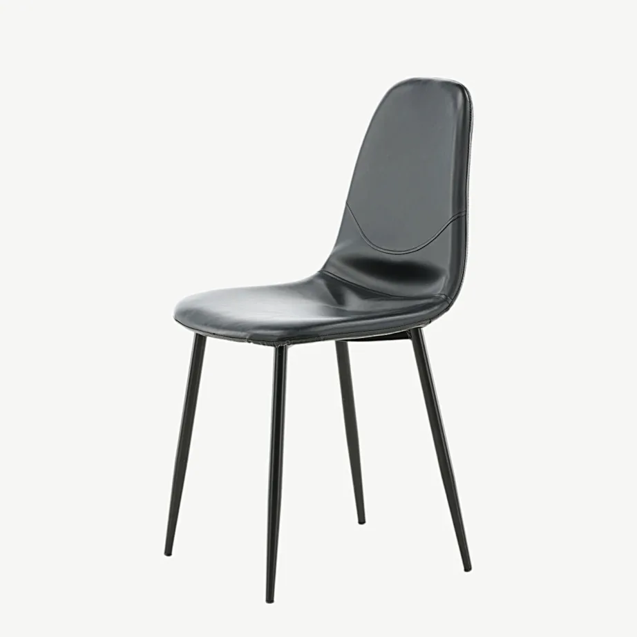 Polar söögitool mustast kunstnahast ja mustade metalljalgadega, 19902-458 – 6