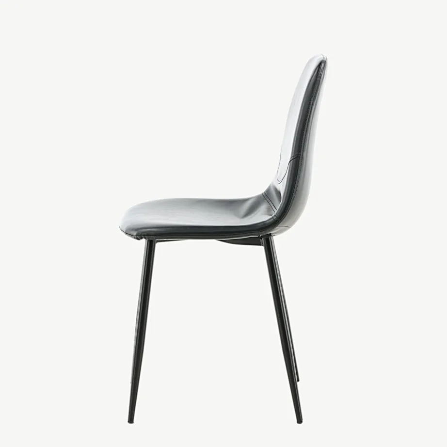 Polar söögitool mustast kunstnahast ja mustade metalljalgadega, 19902-458 – 7