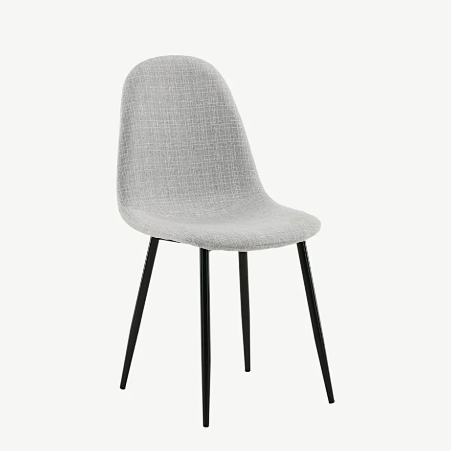 Polar sarja helehall polsterdatud söögitool mustade metalljalgadega, 19902-805 – 3