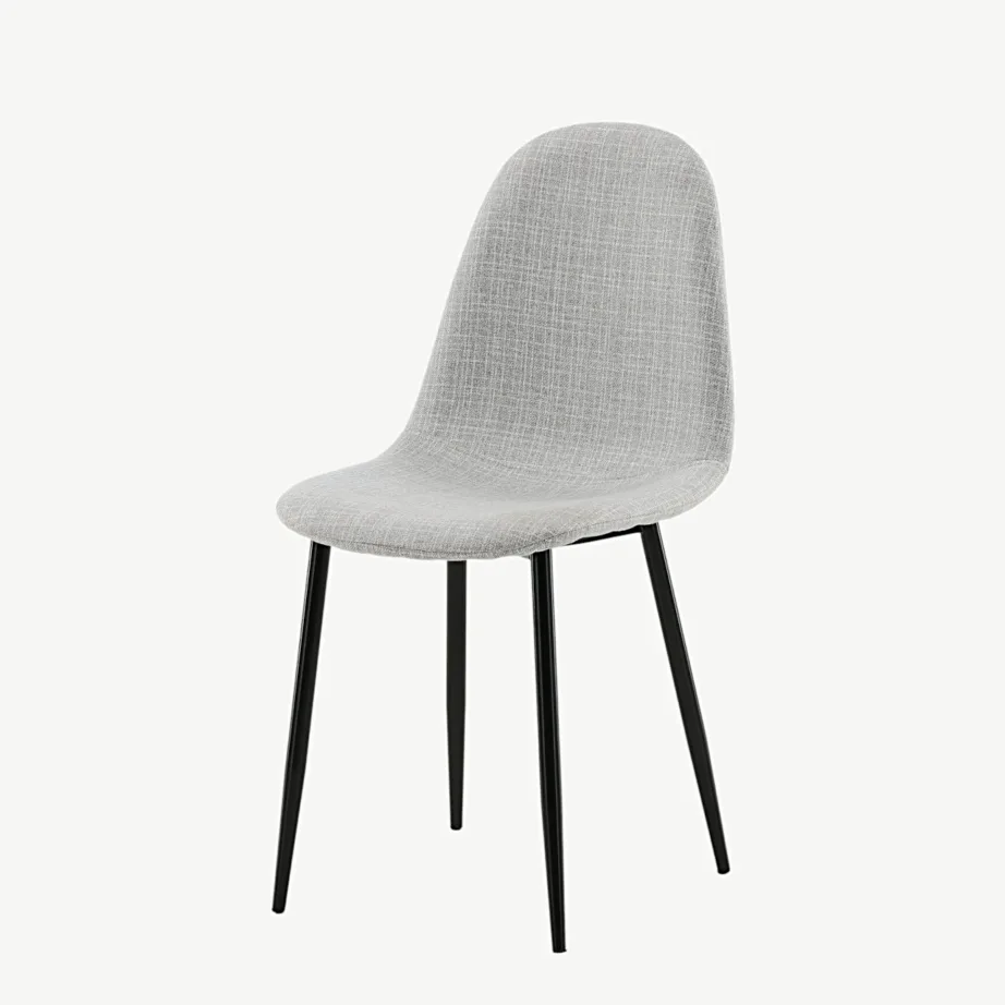 Polar sarja helehall polsterdatud söögitool mustade metalljalgadega, 19902-805 – 5