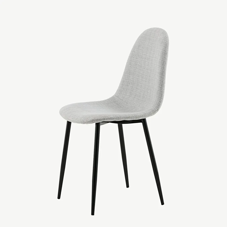 Polar sarja helehall polsterdatud söögitool mustade metalljalgadega, 19902-805 – 6