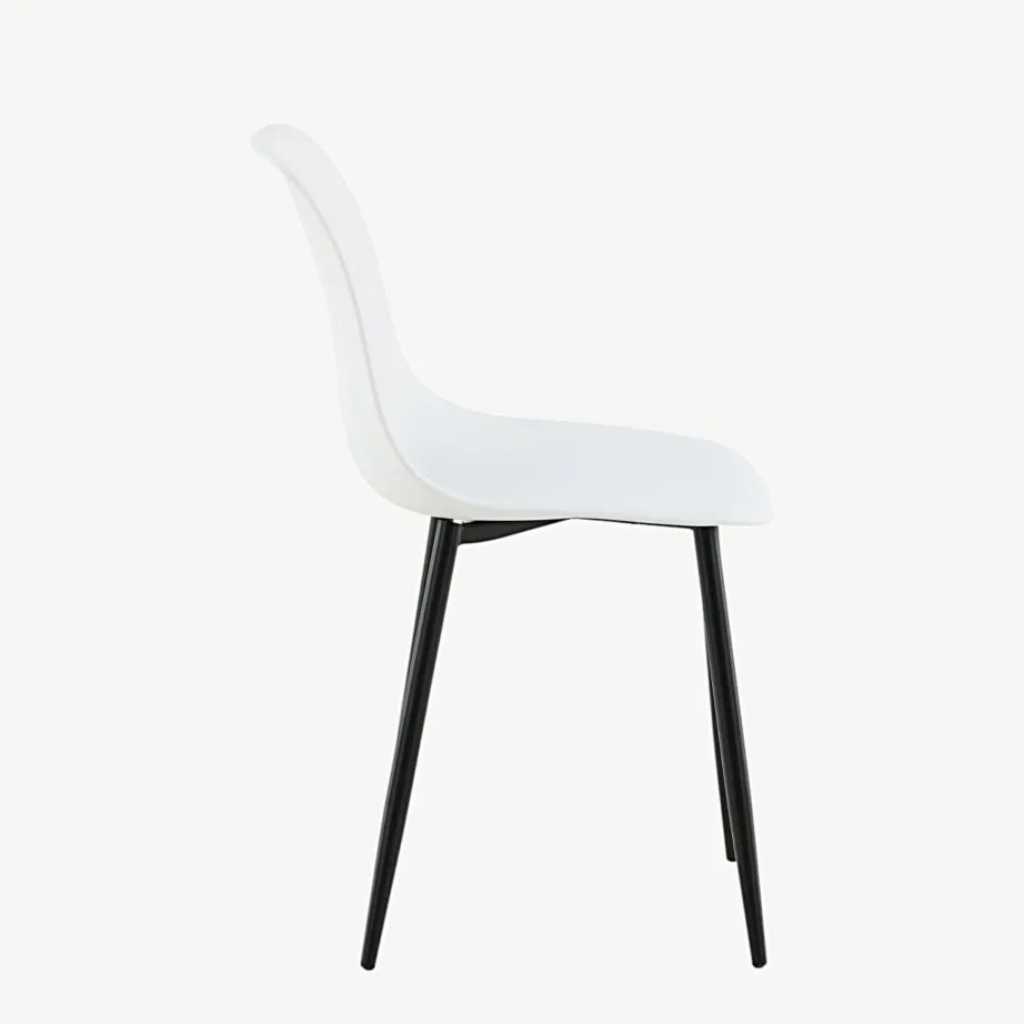 Polar valgest plastikust söögitool mustade metalljalgadega, 19902-810 – 2