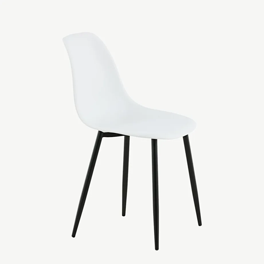 Polar valgest plastikust söögitool mustade metalljalgadega, 19902-810 – 3