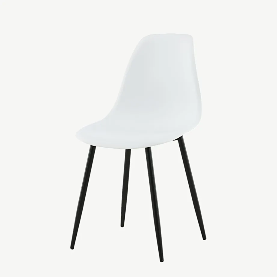 Polar valgest plastikust söögitool mustade metalljalgadega, 19902-810 – 5