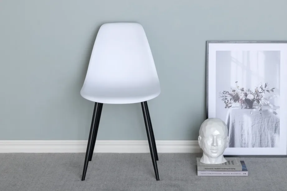 Polar valgest plastikust söögitool mustade metalljalgadega, 19902-810 – 8