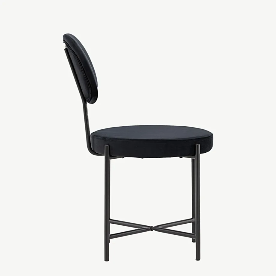 Mustast sametist söögitool Stella terasraamiga, 19903-877 – 2