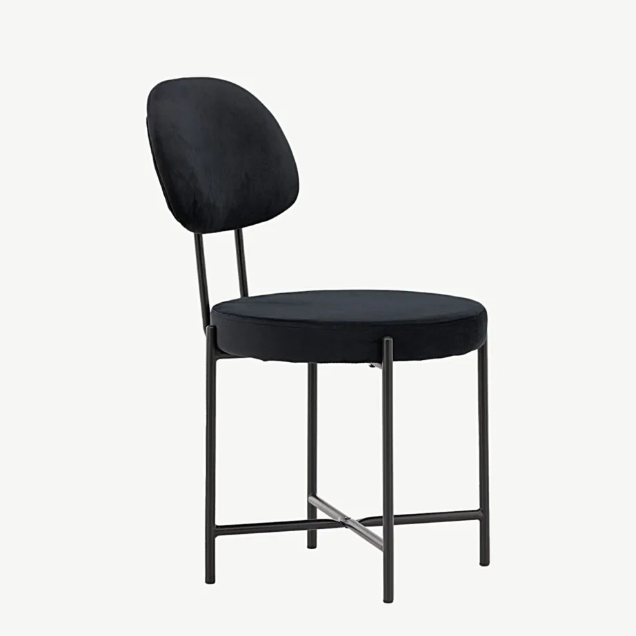 Mustast sametist söögitool Stella terasraamiga, 19903-877 – 3