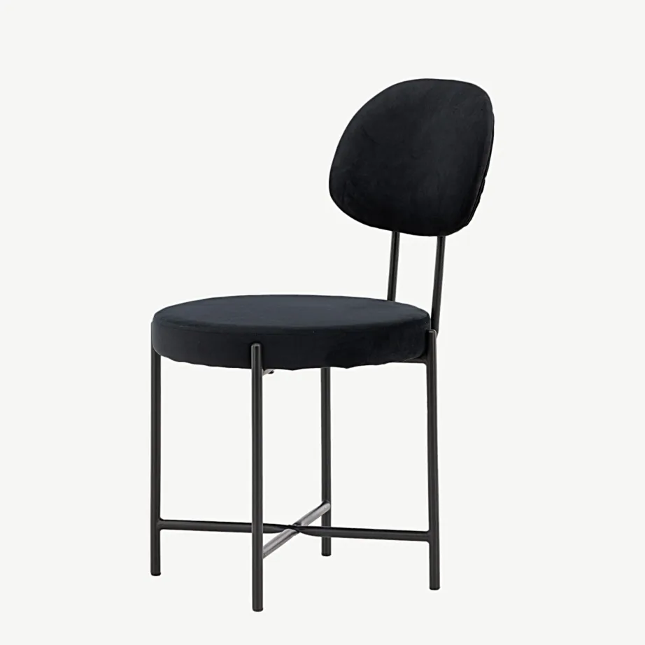 Mustast sametist söögitool Stella terasraamiga, 19903-877 – 6