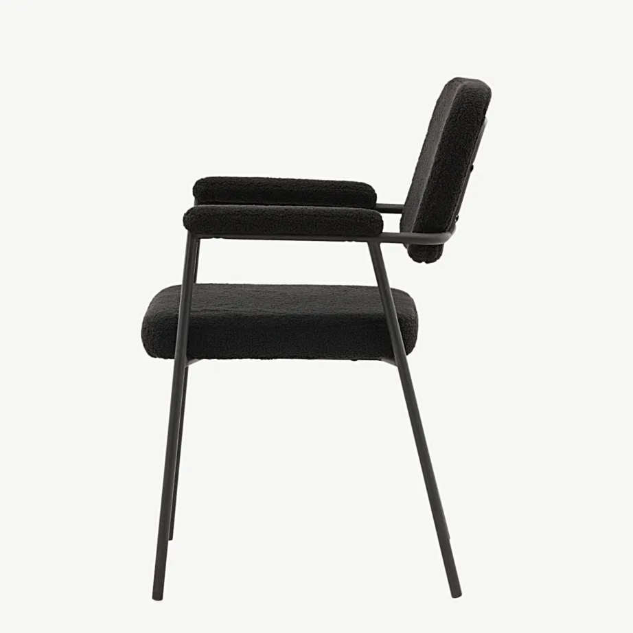 Skandinaavia stiilis musta bouclé-kangaga söögitool Yesterday (käetugedega, metallraam), 19904-458 – 7