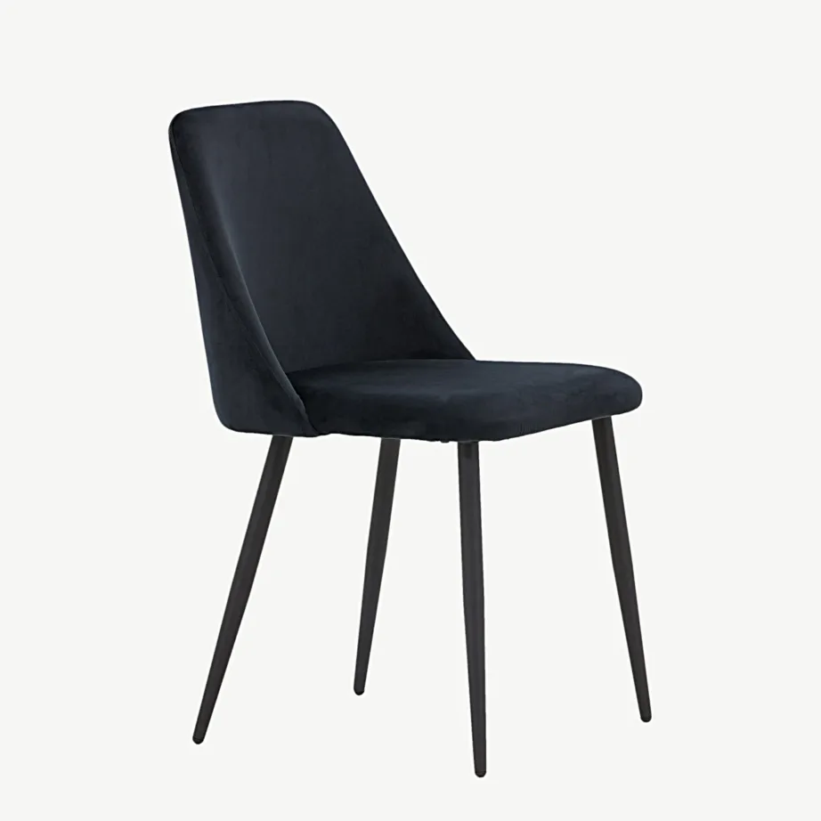 Mustast velvetkangast söögitool Night, terasjalgadega, 19905-408 – 3