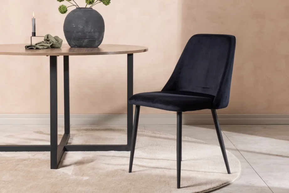 Mustast velvetkangast söögitool Night, terasjalgadega, 19905-408 – 8