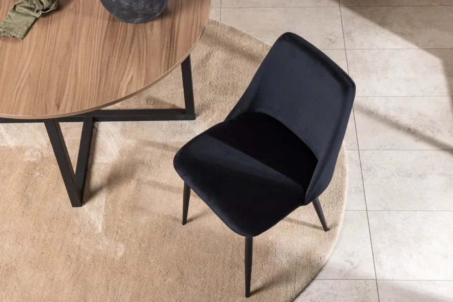 Mustast velvetkangast söögitool Night, terasjalgadega, 19905-408 – 11
