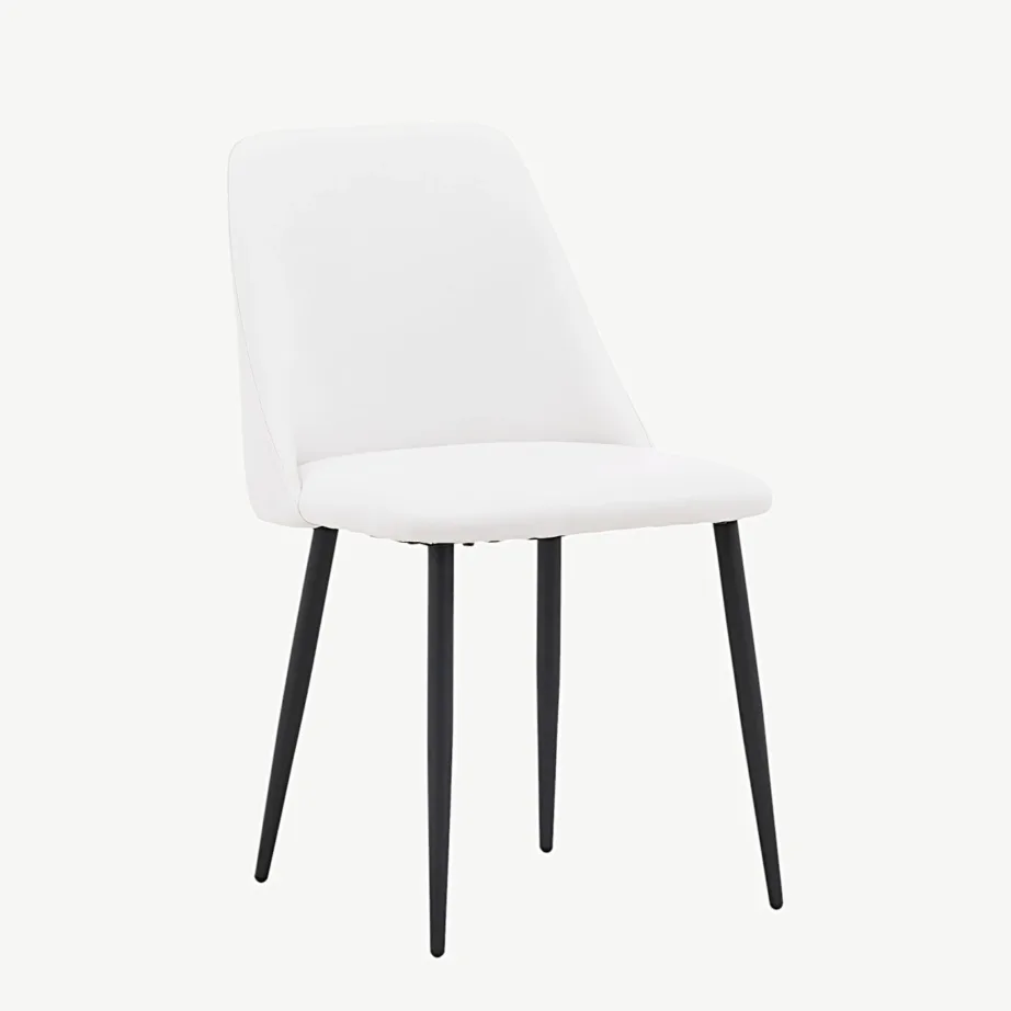 Valge kunstnahast söögitool Night mustade terasjalgadega, 19905-458 – 3