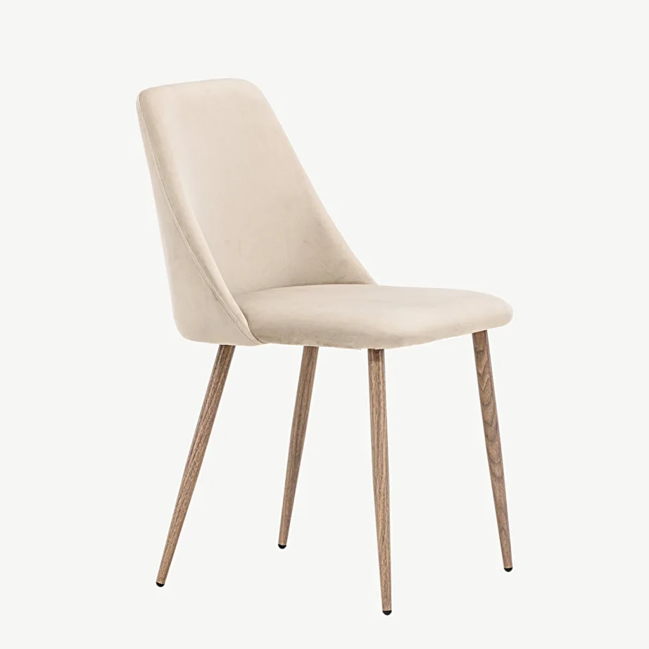 Pehme velvetkattega pruuni värvi söögitool Night pähklivärvi terasjalgadel, 19905-877 – 3