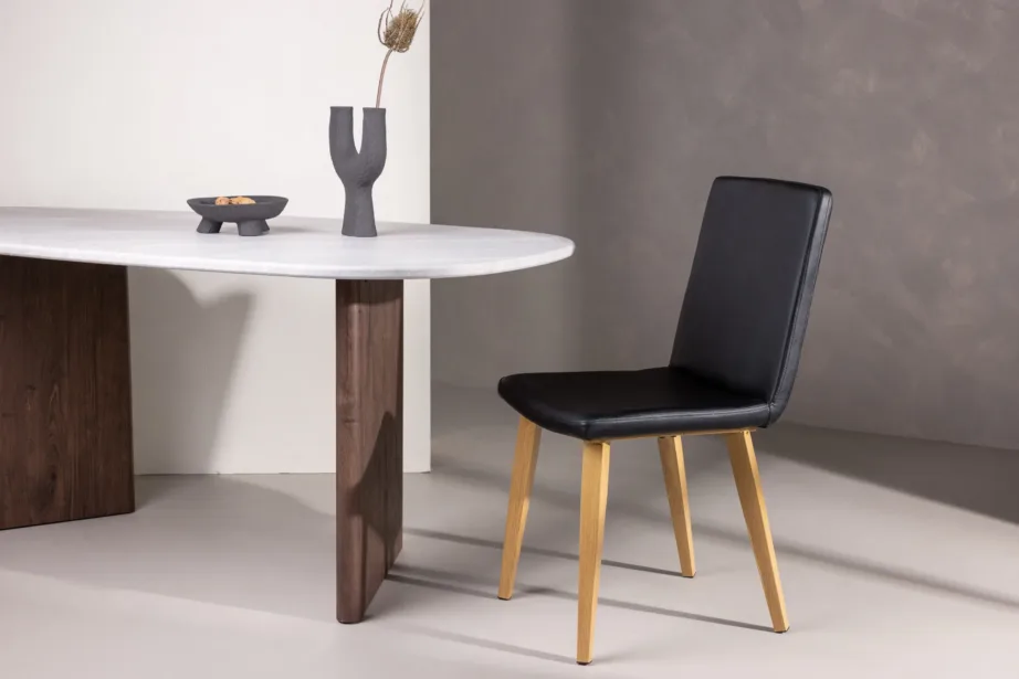 Mustast kunstnahast söögitool Today, loodusliku viimistlusega metalljalad, 19906-458 – 8