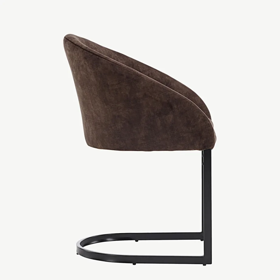 Tumepruun täispolsterdatud söögitool Evening musta metallraamiga, 19907-877 – 2