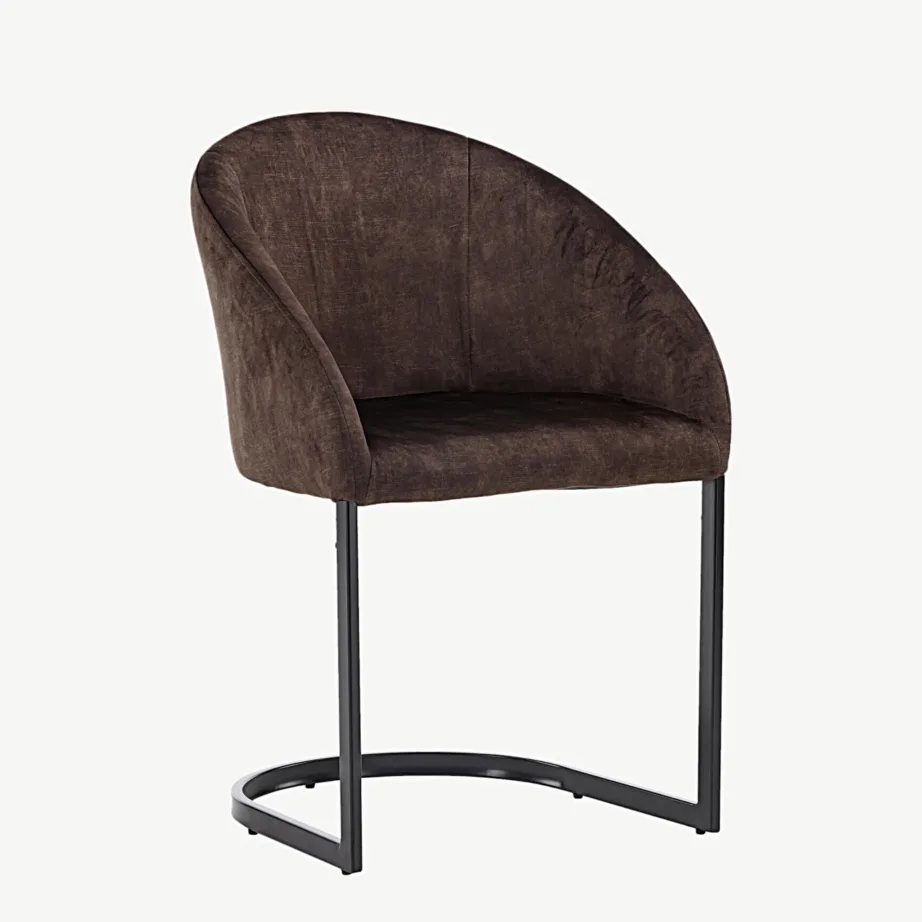 Tumepruun täispolsterdatud söögitool Evening musta metallraamiga, 19907-877 – 3